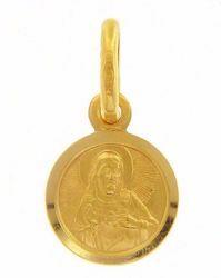 Imagen de Sagrado Corazón de Jesús Medalla Sagrada Colgante redonda Acuñación gr 0,9 Oro amarillo 18kt con borde liso Unisex Mujer Hombre 