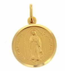 Imagen de Madonna Nuestra Señora Virgen de Guadalupe Medalla Sagrada Colgante redonda Acuñación gr 3,4 Oro amarillo 18kt con borde liso Unisex Mujer Hombre 
