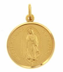 Immagine di Madonna Nuestra Señora Virgen de Guadalupe Medaglia Sacra Pendente tonda Conio gr 5,6 Oro giallo 18kt con bordo liscio Unisex Donna Uomo 