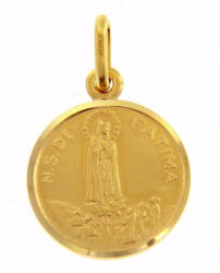 Imagen de Madonna Nuestra Señora Virgen de Fatima Medalla Sagrada Colgante redonda Acuñación gr 2,7 Oro amarillo 18kt con borde liso Unisex Mujer Hombre 
