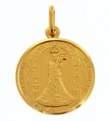 Picture of Black Madonna Our Lady of Loreto Coining Sacred Medal Round Pendant gr 4,5 Yellow Gold 18k with smooth edge Unisex Woman Man 