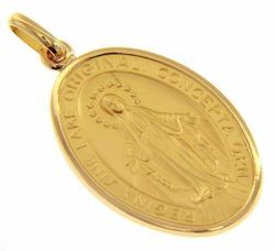 Picture of Our Lady of Graces Regina sine labe originali concepta o.p.n. Coining Sacred Oval Medal Pendant gr 12,5 Yellow Gold 18k Unisex Woman Man 