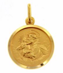 Picture of Saint Anthony of Padua with child Coining Sacred Medal Round Pendant gr 3,3 Yellow Gold 18k with smooth edge Unisex for Woman and Man