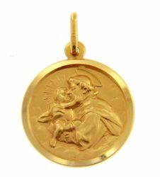Picture of Saint Anthony of Padua with child Coining Sacred Medal Round Pendant gr 4,6 Yellow Gold 18k with smooth edge Unisex for Woman and Man