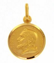 Picture of Saint Pio of Pietrelcina Coining Sacred Medal Round Pendant gr 2,5 Yellow Gold 18k with smooth edge Unisex Woman Man 