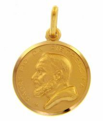 Picture of Saint Pio of Pietrelcina Coining Sacred Medal Round Pendant gr 3,2 Yellow Gold 18k with smooth edge Unisex Woman Man 