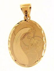 Picture of Madonna and Child Oval Pendant gr 1,9 Yellow Gold 18k with decorated edge for Woman 