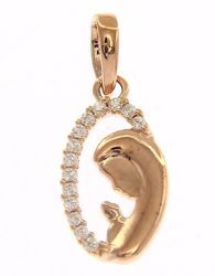 Picture of Madonna praying with Light Spots Oval Pendant gr 1 Rose Gold 18k with Zircons for Woman 