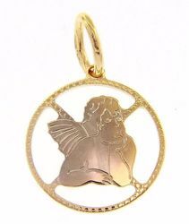 Picture of Angel of Raphael perforated Pendant gr 0,95 Bicolour yellow white Gold 18k with diamond edge for Woman, Boy and Girl