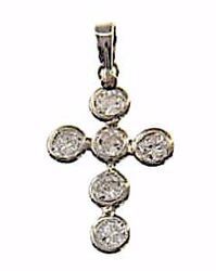 Immagine di Croce con 6 punti luce Ciondolo Pendente gr 1 Oro bianco 18kt con Zirconi da Donna 