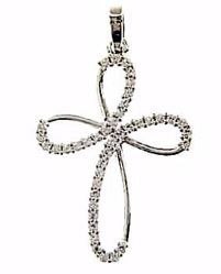 Imagen de Cruz de flor con puntos de Luz Colgante gr 1,95 Oro blanco 18kt con Zircones para Mujer 