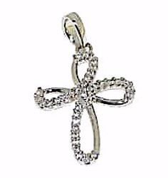 Picture of Flower Cross with Light Spots Pendant gr 1,5 White Gold 18k with Zircons for Woman 