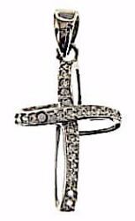 Immagine di Croce a nastro con punti luce Ciondolo Pendente gr 1,25 Oro bianco 18kt con Zirconi da Donna 