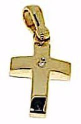 Picture of Smooth convex Cross Pendant gr 2,2 Yellow Gold 18k with Brilliant for Woman 