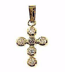Picture of Cross with 6 Light Spots Pendant gr 0,7 Yellow Gold 18k with Zircons for Woman 