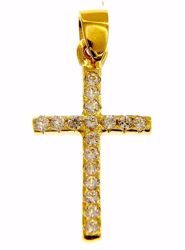 Immagine di Croce dritta con punti luce Ciondolo Pendente gr 1,1 Oro giallo 18kt con Zirconi da Donna 