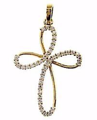 Picture of Flower Cross with Light Spots Pendant gr 2,3 Yellow Gold 18k with Zircons for Woman 