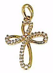 Immagine di Croce a fiore con punti luce Ciondolo Pendente gr 1,6 Oro giallo 18kt con Zirconi da Donna 