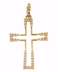 Picture of Stylized Cross with Light Spots Pendant gr 1,55 Yellow Gold 18k with Zircons for Woman 