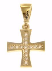Immagine di Croce Patente con punti luce Ciondolo Pendente gr 0,8 Oro giallo 18kt con Zirconi da Donna 