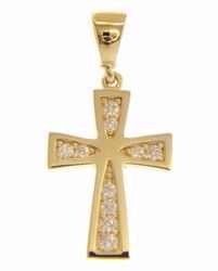 Picture of Flared Cross with Light Spots Pendant gr 1,5 Yellow Gold 18k with Zircons for Woman 