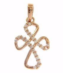 Picture of Cloverleaf Cross with Light Spots Pendant gr 1,1 Rose Gold 18k with Zircons for Woman 