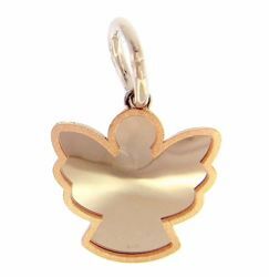 Picture of Guardian Angel Silhouette Pendant gr 1 Bicolour rose white Gold 18k with satin edge for Children (Boys and Girls)