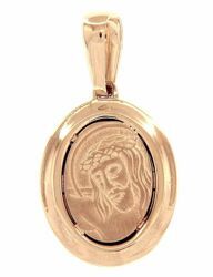 Imagen de Sagrado Rostro de Jesús con Corona de Espinas Ecce Homo Medalla Sagrada Colgante oval gr 2,8 Oro amarillo 18kt Unisex Mujer Hombre 