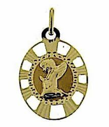 Immagine di Angelo Custode in preghiera con bordo traforato Medaglia Sacra Pendente ovale gr 1,15 Oro giallo 18kt per Bimba e Bimbo