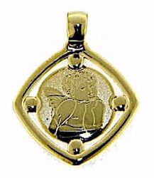 Picture of Angel of Raphael Square Medal Pendant gr 0,95 Yellow Gold 9k for Woman, Boy and Girl