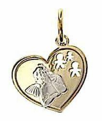Picture of Angel of Raphael with Heart and Kids Sacred Medal Pendant gr 1,1 Bicolour yellow white Gold 18k for Woman, Boy and Girl