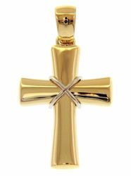 Picture of Flared Cross with knot Pendant gr 3,6 Bicolour yellow white solid Gold 18k Unisex Woman Man 
