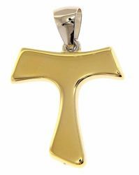 Picture of Saint Francis Tau Cross Pendant gr 1,6 Bicolour yellow white Gold 18k Hollow Tube Unisex Woman Man 
