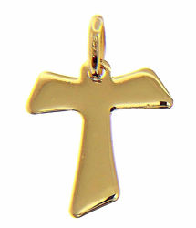 Immagine di Croce Tau di San Francesco Ciondolo Pendente gr 1,05 Oro giallo 18kt lastra stampata a rilievo Unisex Donna Uomo 
