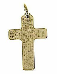Immagine di Croce con preghiera Padre Nostro Ciondolo Pendente gr 1 Oro giallo 18kt lastra stampata a rilievo Unisex Donna Uomo 