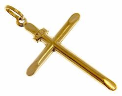 Picture of Simple Cross with INRI symbol Pendant gr 1,1 Yellow Gold 18k Hollow Tube Unisex Woman Man 