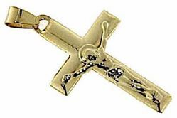 Immagine di Croce moderna dritta con corpo di Cristo Ciondolo Pendente gr 2,4 Oro giallo 18kt a Canna vuota Unisex Donna Uomo 