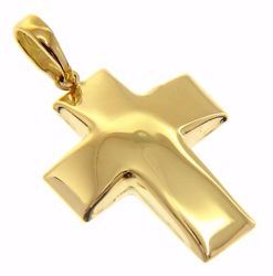 Picture of Convex Cross Pendant gr 2 Yellow Gold 18k Hollow Tube Unisex Woman Man 