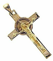 Immagine di Crocifisso INRI con Croce di San Benedetto Ciondolo Pendente gr 3,2 Oro giallo massiccio 18kt Unisex Donna Uomo 