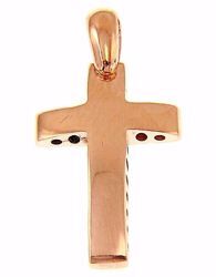 Picture of Perforated convex Cross Pendant gr 1,3 Rose Gold 18k Hollow Tube Unisex Woman Man 