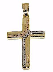 Picture of Decorated Straight Cross Pendant gr 1,5 Tricolor yellow white and rose Gold 18k Hollow Tube Unisex Woman Man 