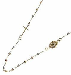 Picture of Rosary crew-neck Necklace Miraculous Medal of Our Lady of Graces and Cross gr 4,2 Tricolor yellow white rose Gold 18k Diamond Spheres for Woman 