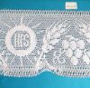 Picture of Bobbin Lace IHS Eears of Corn and Grapes Embroidery H. cm 15 (5,9 inch) pure Cotton White for Altar Tablecloth and Liturgical Vestments