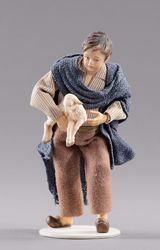 Immagine di Bambino con agnello cm 12 (4,7 inch) Presepe vestito Hannah Alpin statua in legno Val Gardena abiti in tessuto
