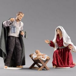Picture of Holy Family (3) Group 3 pieces cm 12 (4,7 inch) Hannah Alpin dressed nativity scene Val Gardena wood statue fabric dresses