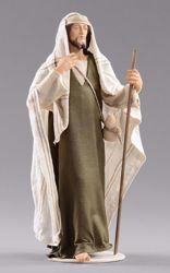 Immagine di Pastore con bastone cm 55 (21,7 inch) Presepe vestito Hannah Orient statua in legno Val Gardena abiti in tessuto