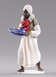 Picture of Moor Servant of the Three Kings cm 55 (21,7 inch) Hannah Alpin dressed nativity scene Val Gardena wood statue fabric dresses 