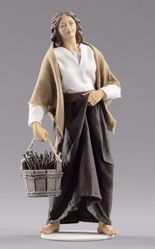 Picture of Woman with wood cm 55 (21,7 inch) Hannah Alpin dressed nativity scene Val Gardena wood statue fabric dresses