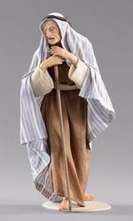 Immagine di Pastore anziano con bastone cm 40 (15,7 inch) Presepe vestito Hannah Orient statua in legno Val Gardena abiti in tessuto