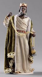 Picture of Balthazar Black Wise King cm 40 (15,7 inch) Hannah Orient dressed nativity scene Val Gardena wood statue with fabric dresses 